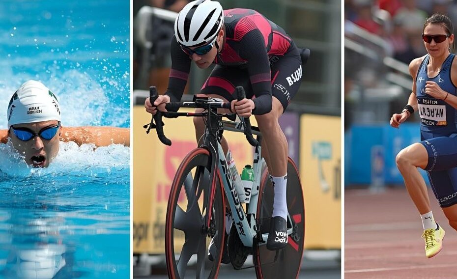 Triathleten beim Schwimmen, Radfahren und Laufen – Ausdauersport im Kontext von IHHT, Leistungssport und Hypoxietraining